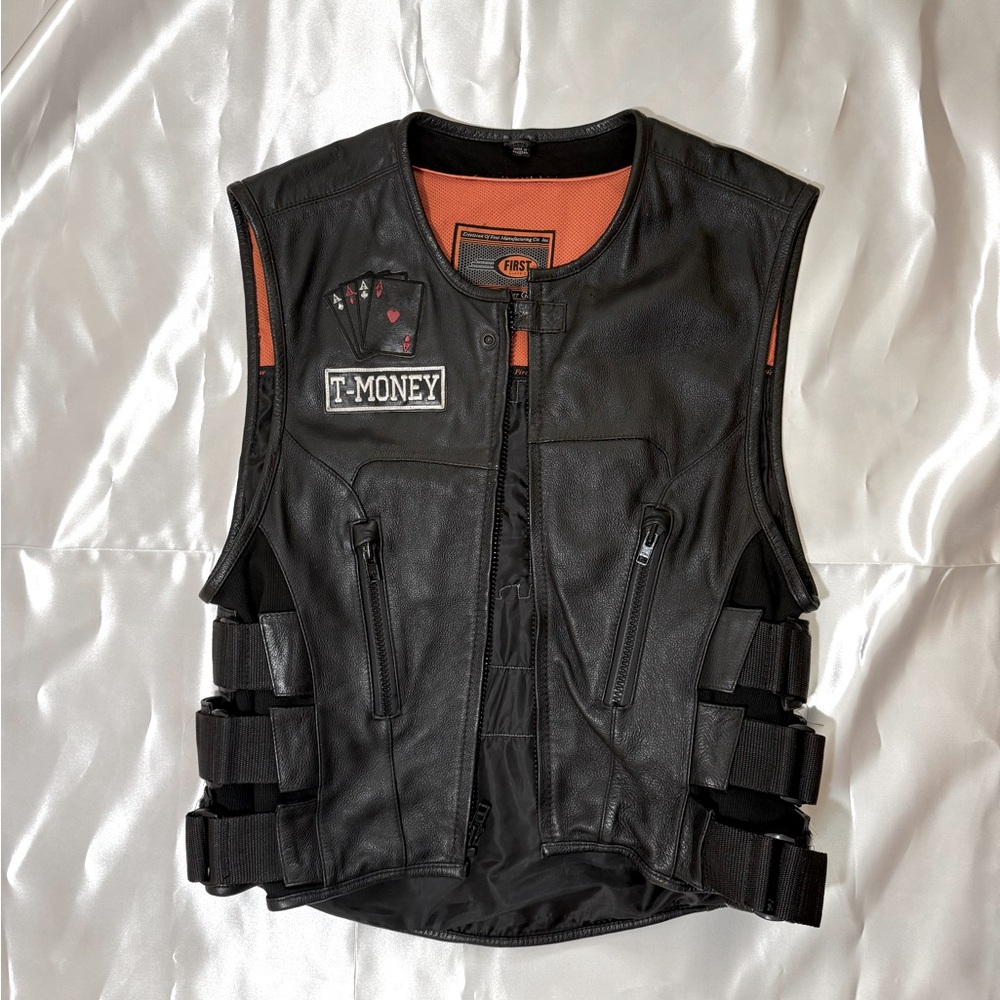 Commando Men's Leather Swat Style Motorcycle Vest